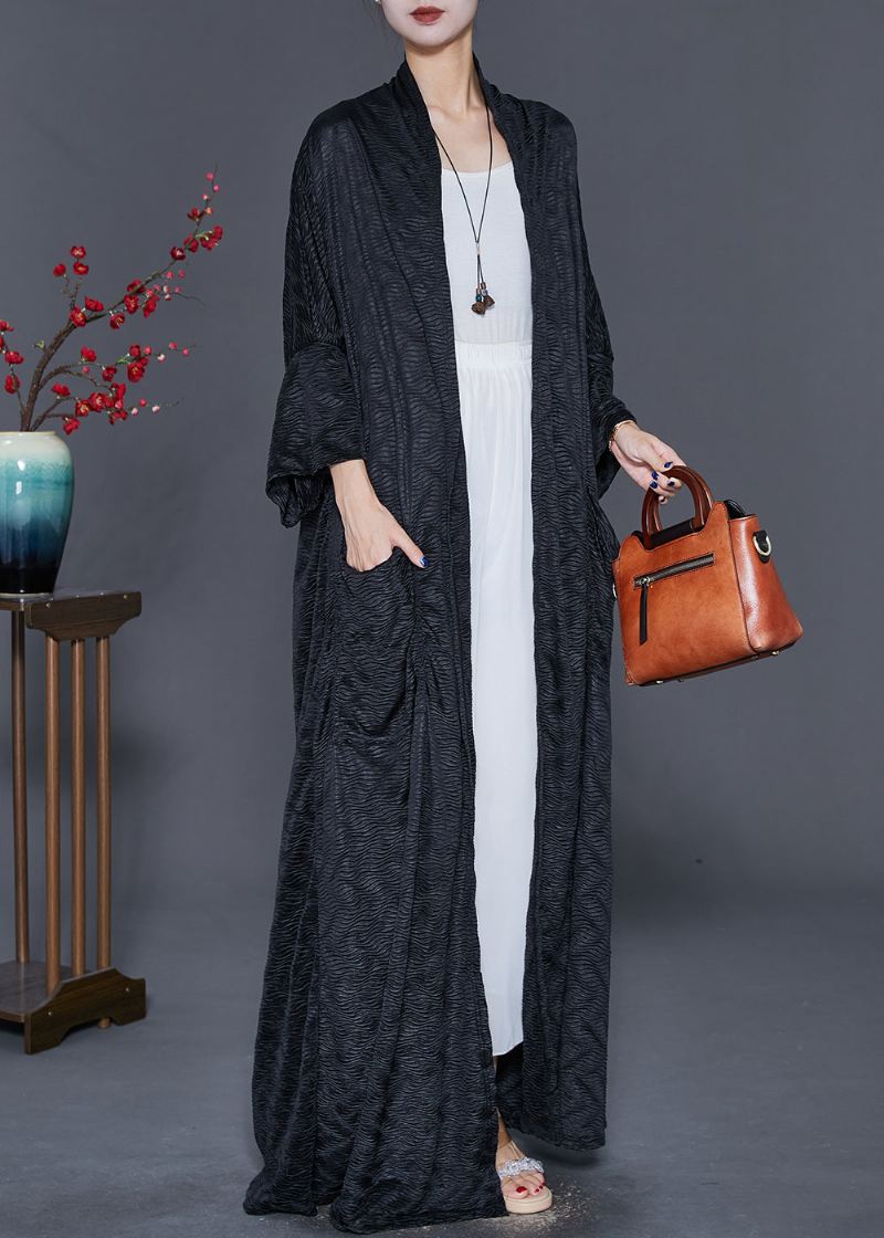 Diy Black Oversized Side Open Spandex Long Cardigan Fall - Cardigans for kvinner