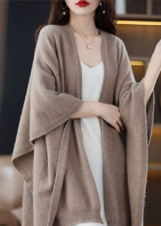 Diy Khaki Oversized Knit Shawl Cardigans Spring