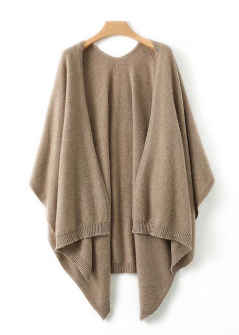 Diy Khaki Oversized Knit Shawl Cardigans Spring - Cardigans for kvinner