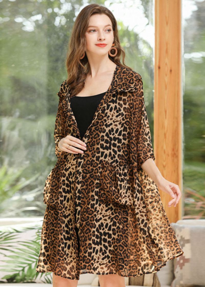 Leopard Chiffon Upf 50+ Cardigan Hettelommer Sommer