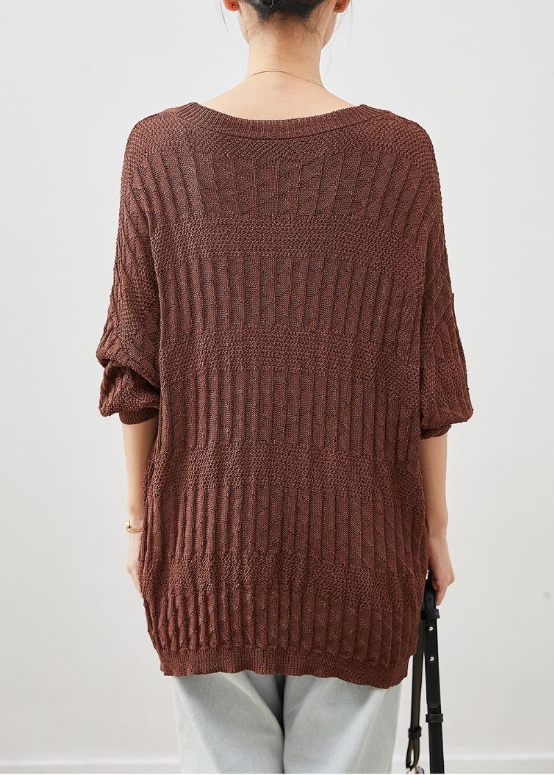 Moderne Sjokolade Oversized Strikket Cardigan Flaggermus-erme - Cardigans for kvinner