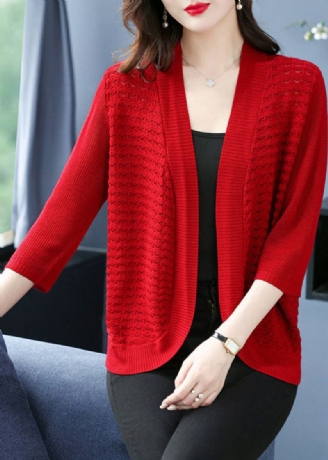 Mulberry Hollow Out Koselig Tynn Isstørrelse Strikket Cardigan Sommer