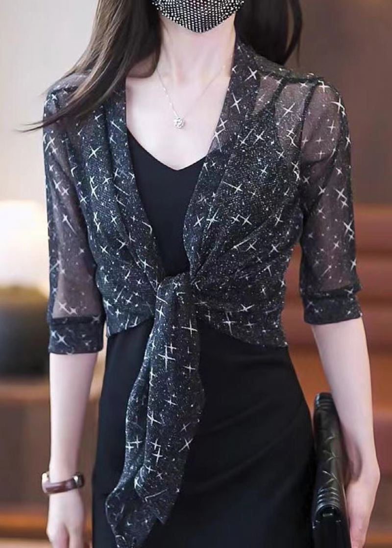 Ny Black Bright Silke Print Tulle Cardigan Summer