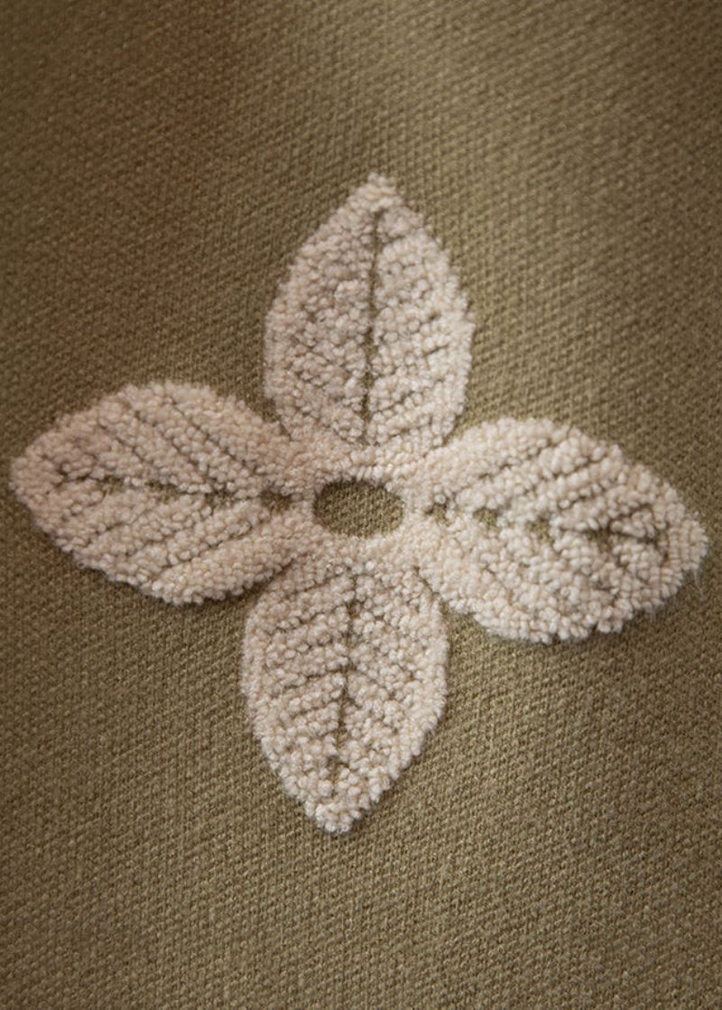 Ny Matcha Grønn V-hals Brodert Patchwork Strikkede Cardigans Høst - Cardigans for kvinner