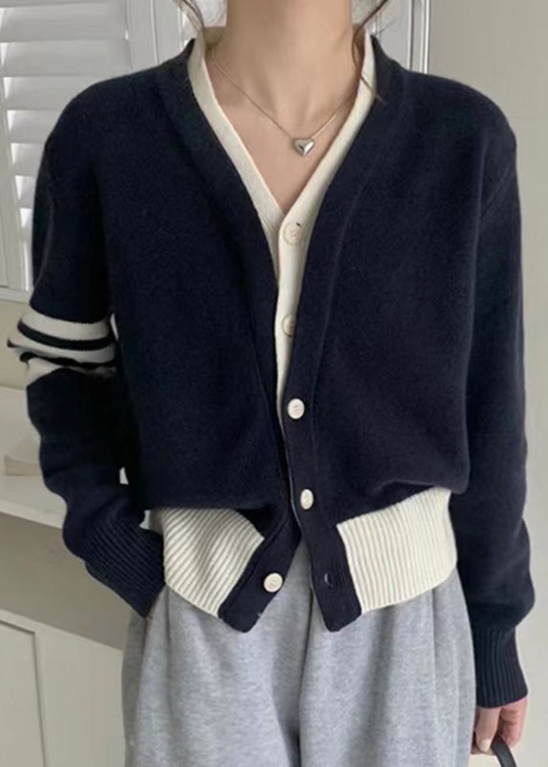 Ny Navy Button False To Stykker Cotton Knit Coats Fall - Cardigans for kvinner