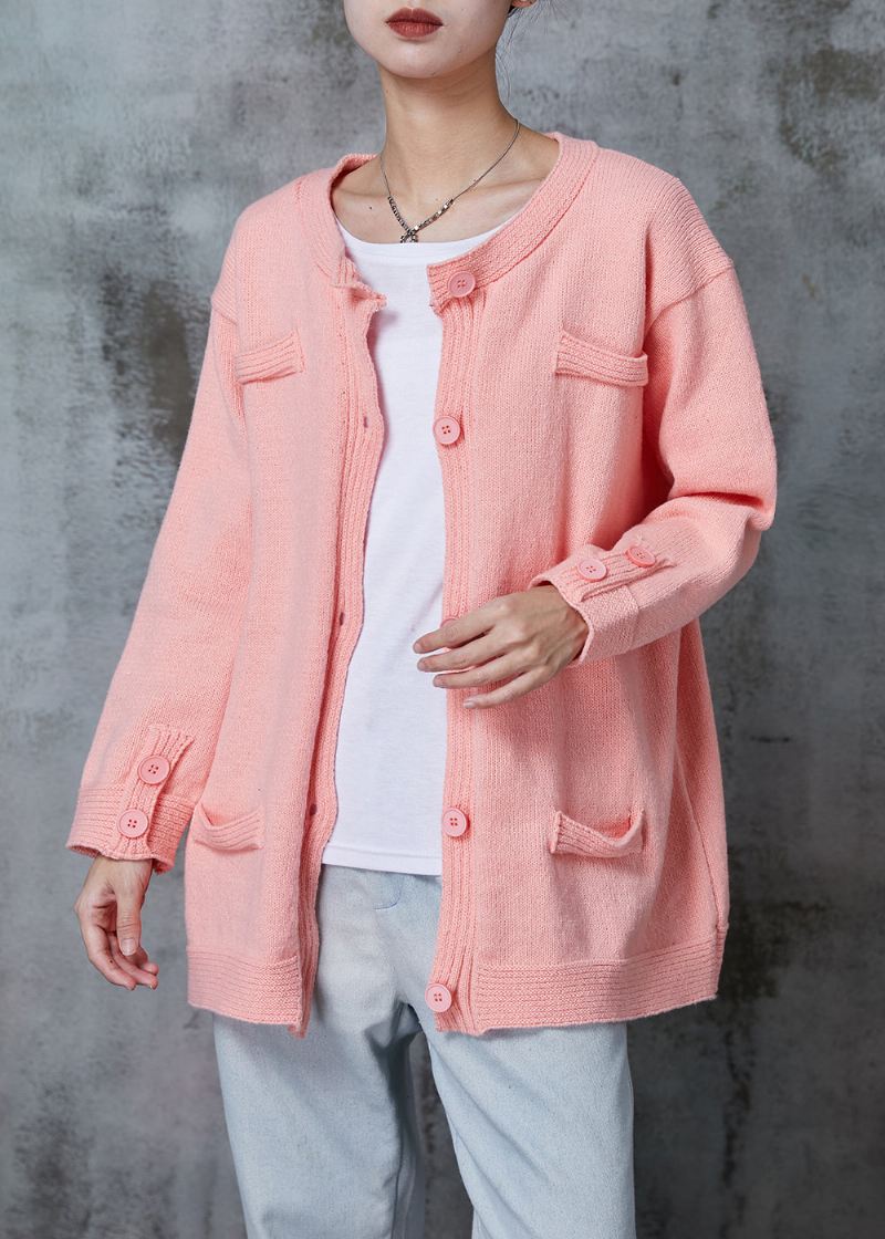 Rosa Strikket Cardigan Oversized Button Down Spring