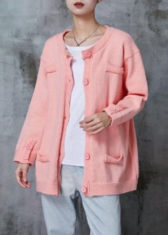 Rosa Strikket Cardigan Oversized Button Down Spring