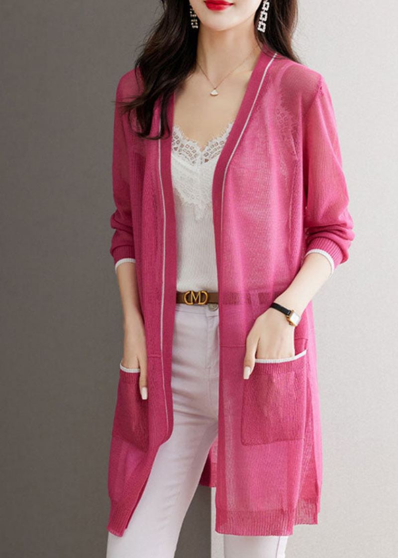 Rose Patchwork Ice Størrelse Strikkede Cardigans Sommer - Rose