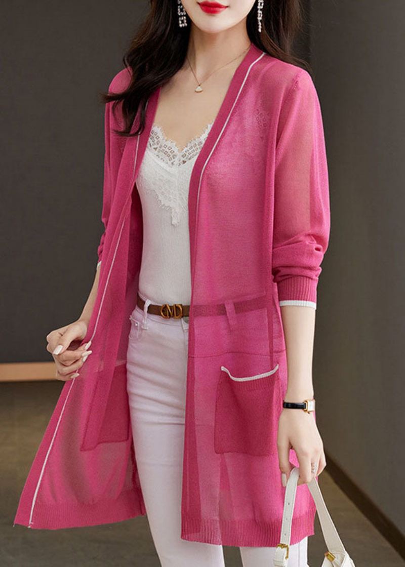 Rose Patchwork Ice Størrelse Strikkede Cardigans Sommer - Rose