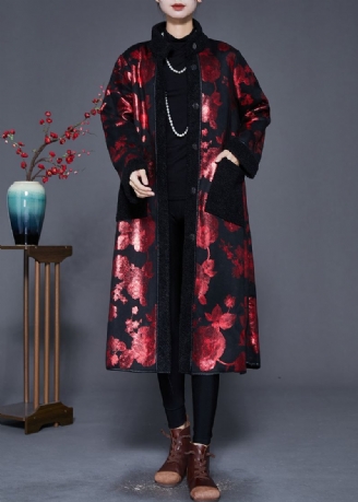 Art Mulberry Print Oversized Fleece Ull Forede Kåper Vinter