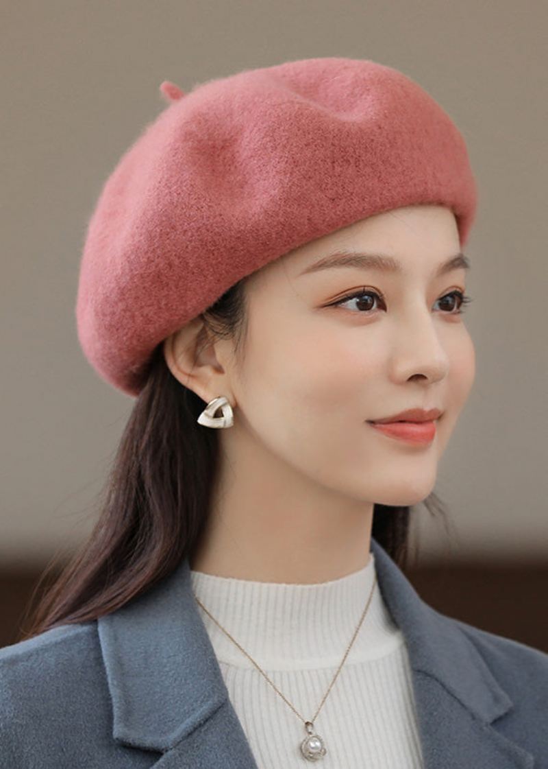 Boutique Allsidig Rosa Ull Beret Hat