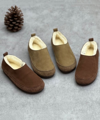 Chocolate Flats Kuskinn Leather Casual Fuzzy Wool Lined