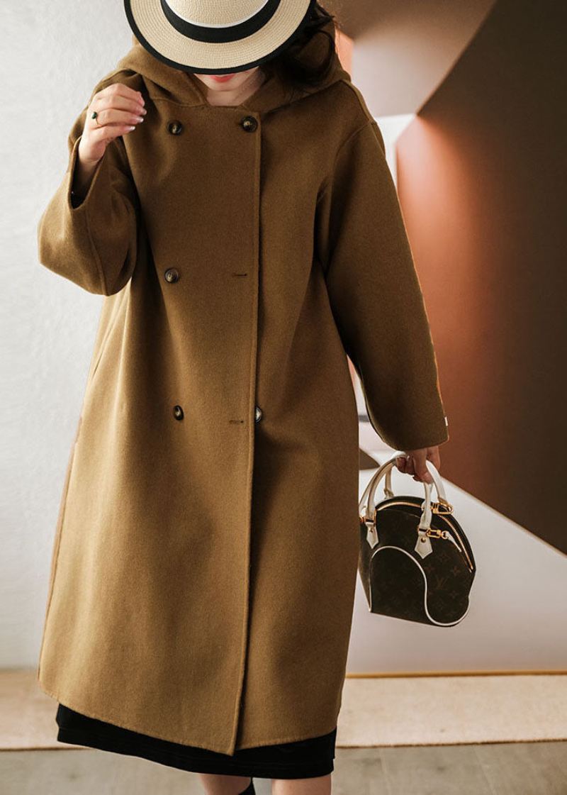 Chocolate Woolen Coat Outwear Hette Double Breast Winter - Kaffe