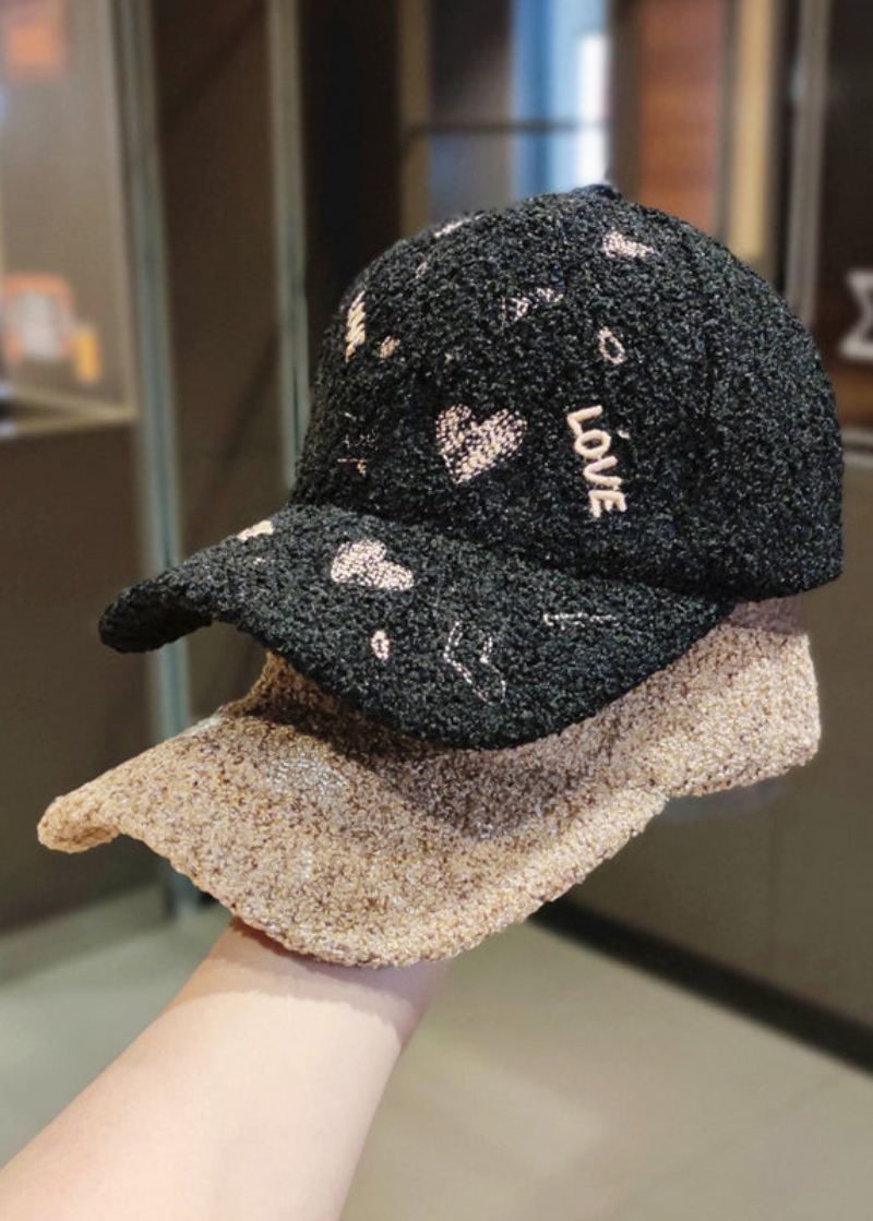 Diy Black Letter Brodery Ull Baseball Cap Hat - Ullkåper for kvinner