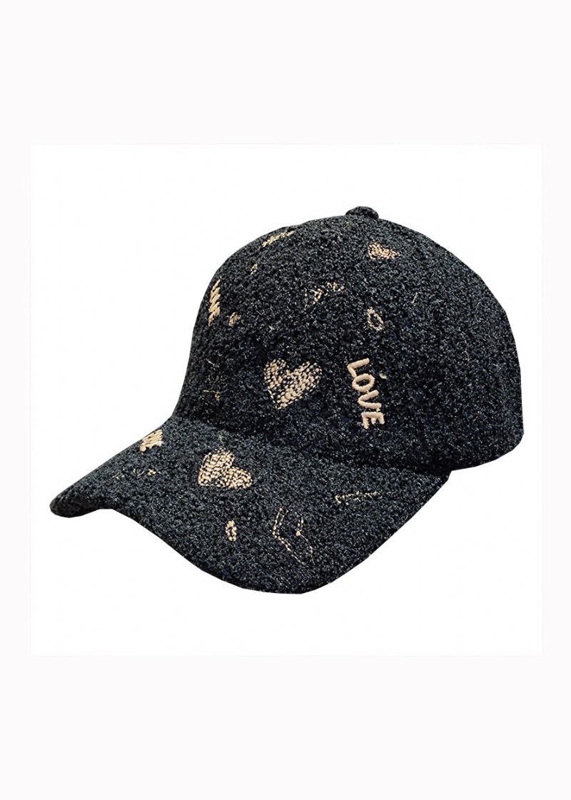 Diy Black Letter Brodery Ull Baseball Cap Hat - Ullkåper for kvinner