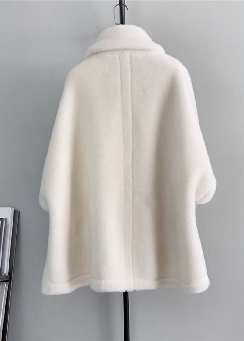 Fransk Beige Firkantet Krage Lommer Ull Cape Coats Vinter - Ullkåper for kvinner