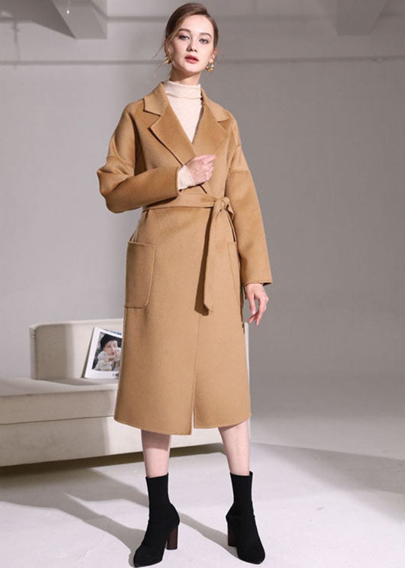 Khaki Wrap Coat Peter Pan Krage Solid Winter - Khaki