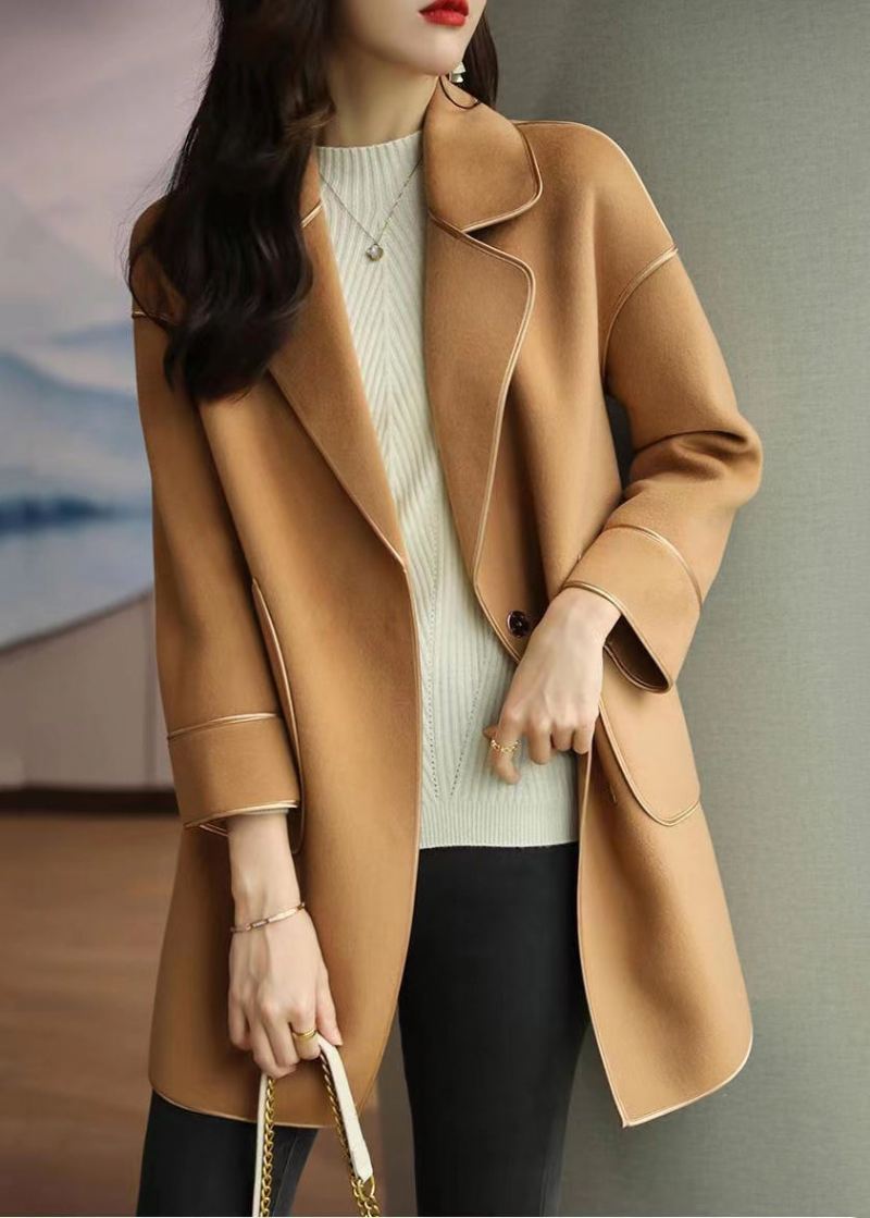 Light Camel Ull Trench Coats Lapel Oversized Fall