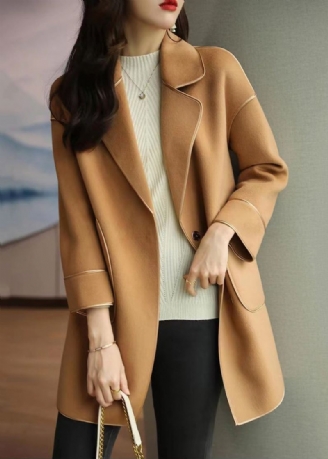 Light Camel Ull Trench Coats Lapel Oversized Fall