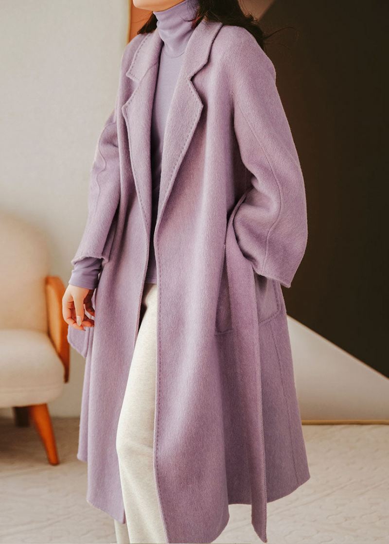 Luxy Lavendel Silke Ull Blended Trench Overcoat Ull Frakk Vinter