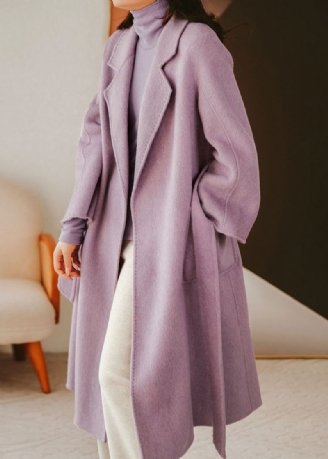 Luxy Lavendel Silke Ull Blended Trench Overcoat Ull Frakk Vinter