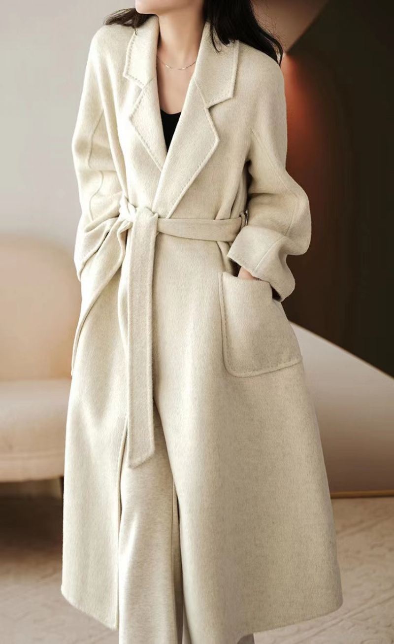 Luxy Lavendel Silke Ull Blended Trench Overcoat Ull Frakk Vinter - Lavendel