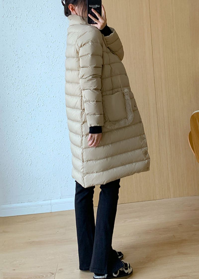 Mote Khaki Lommer The Rabbit Wool Patchwork Duck Down Coats Vinter - Ullkåper for kvinner