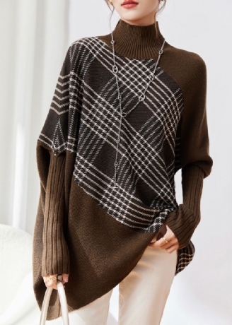 Original Oversized Coffee Asymmetrisk Patchwork Ullgensere Vinter