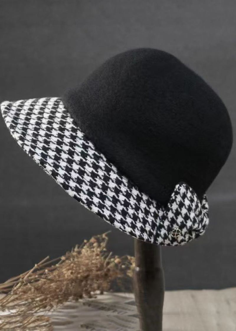 Stil Elegant Karamell Pledd Sløyfe Ull Cloche Hat - Ullkåper for kvinner