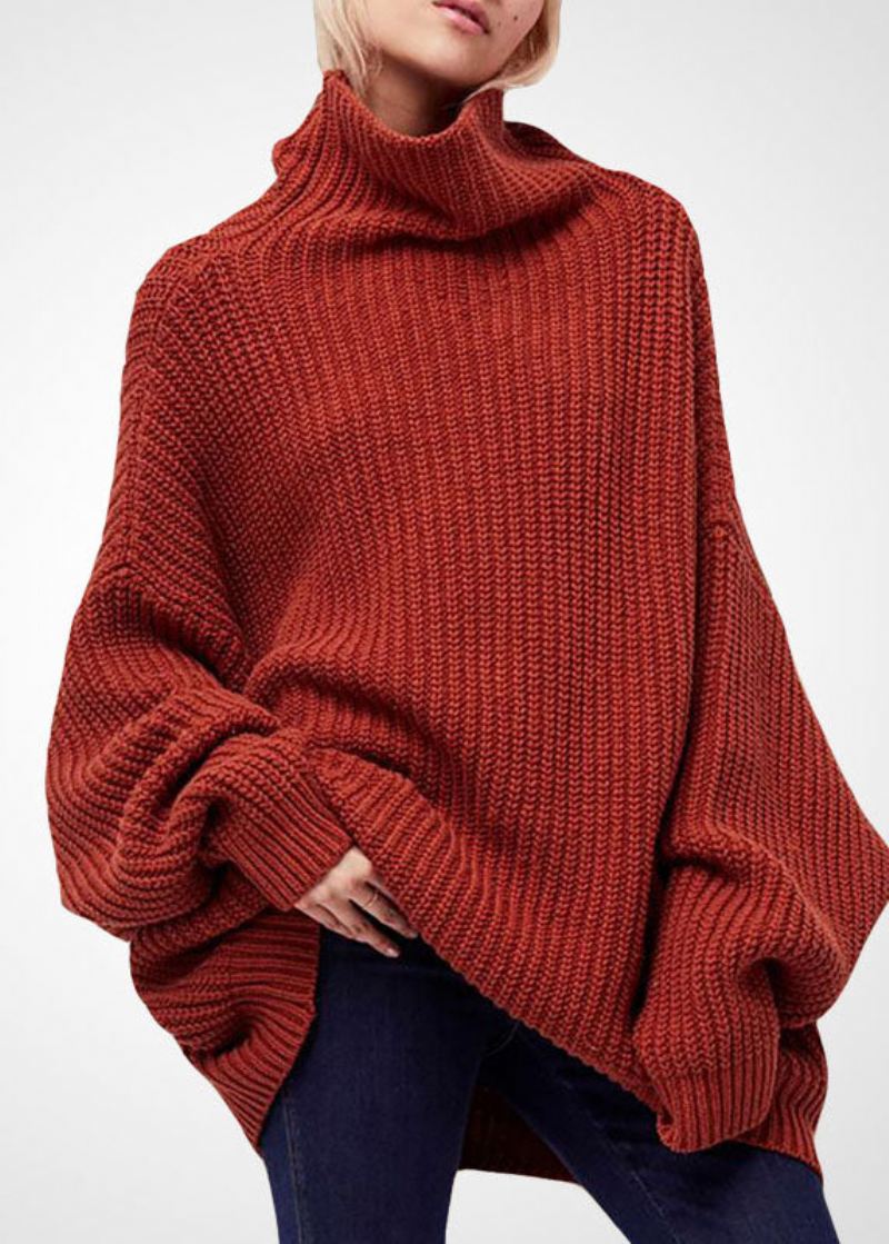 Stil Karamell Turtle Neck Oversized Ull Strikket Genser Topper Vinter