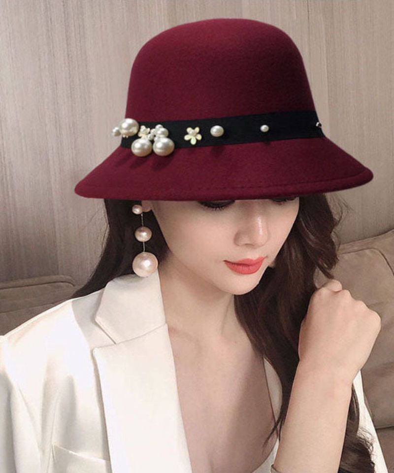 Vakker Mulberry Pearl Fine Ull Cloche Hat