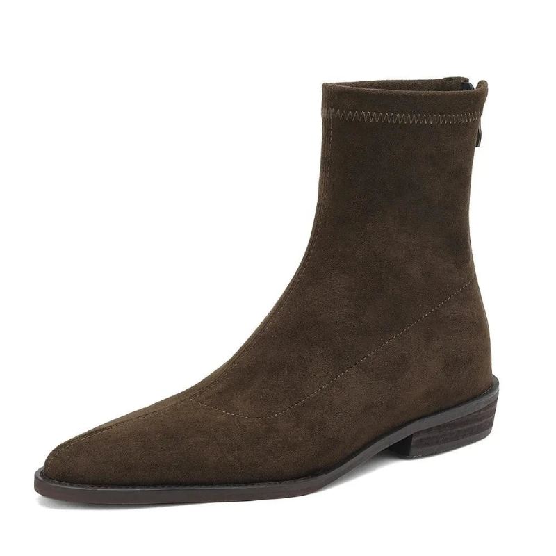 Dame Ankelstøvletter Stretchstøvler Casual Flock Boots - Grønn