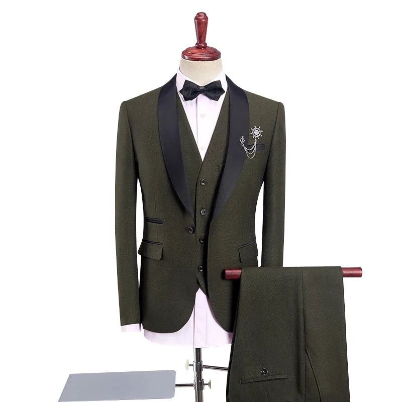 Bryllupssmoking For Menn Med Buksedesign Svart Sjal Lapel Slim Fit Burgundblå Dress Herre - Blå