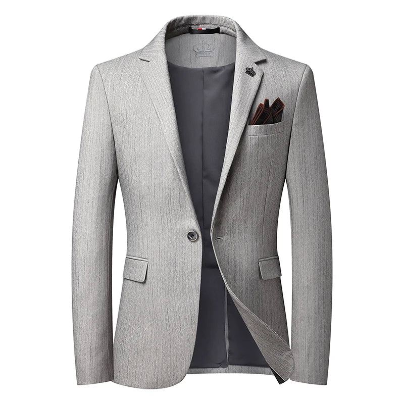 Casual Menn Blazer Cotton Slim Suit Mann Drakter Jakke Blazere Klær - Beige