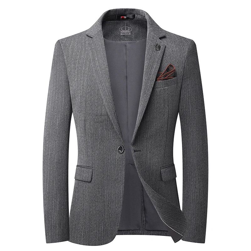 Casual Menn Blazer Cotton Slim Suit Mann Drakter Jakke Blazere Klær - Beige