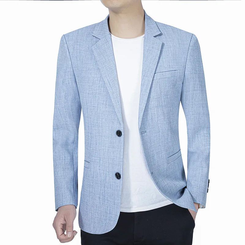 Dressjakke For Menn Tynne Blazere Vår Høst Solid Business Casual Mennklær Blazerfrakker - Lyseblå