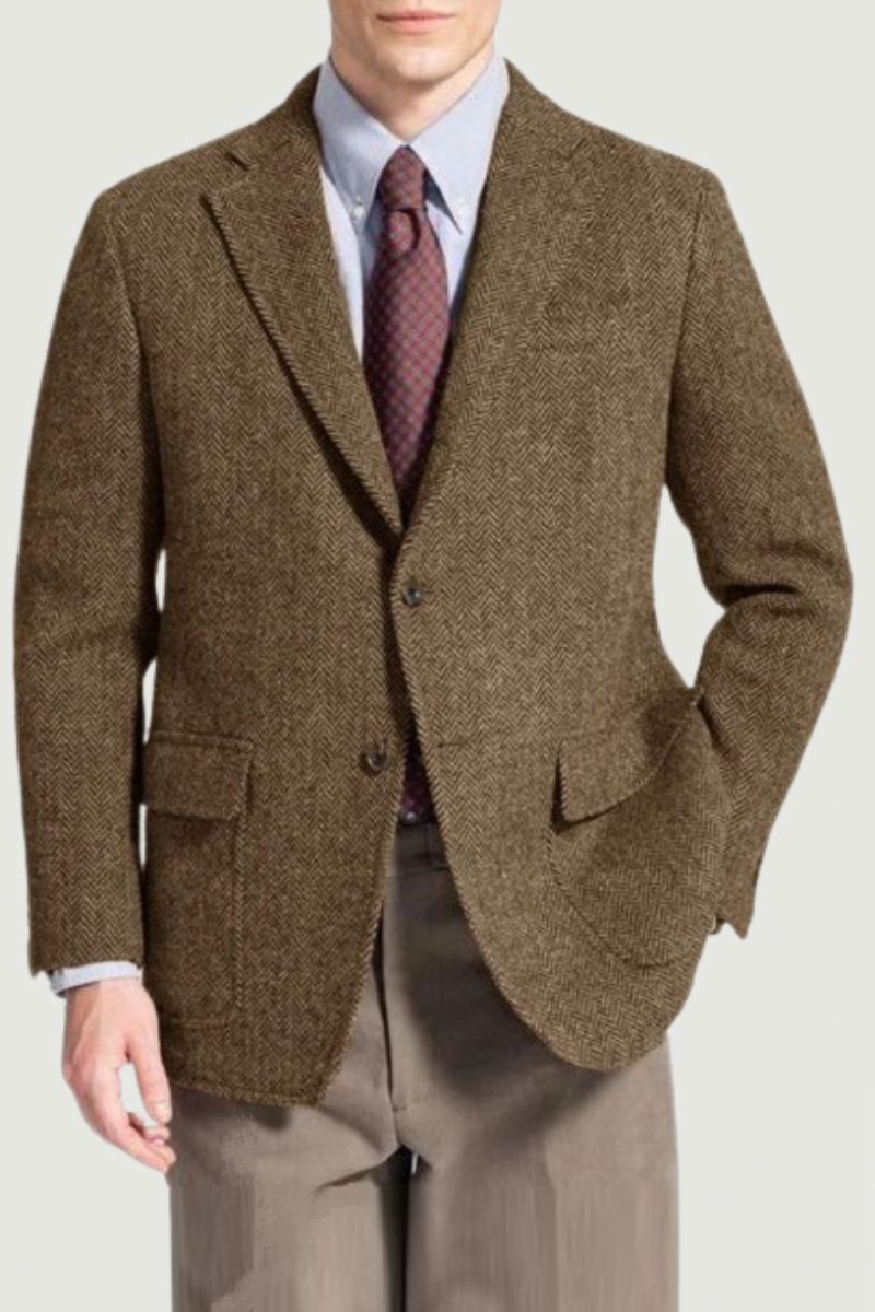 Herre Blazer Single Breasted Herringbone Wool Warm Coat Dress Og Blazere For Menn Luxury Designer American Man