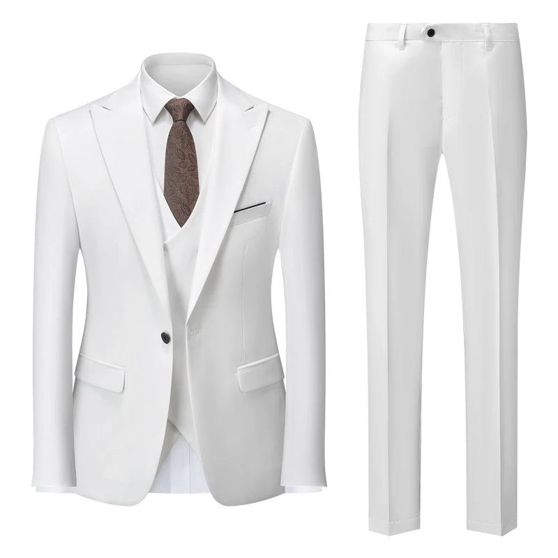 Herre Formell Business Office Dress Grooms Brudekjole Fest Blazer Midje Frakk Bukser - Svart