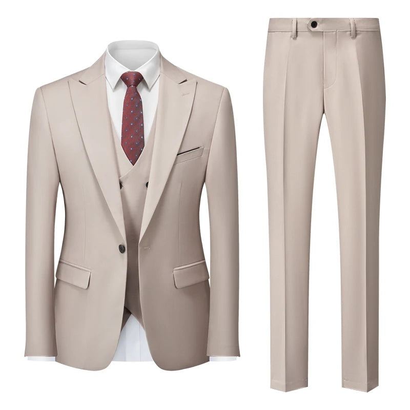 Herre Formell Business Office Dress Grooms Brudekjole Fest Blazer Midje Frakk Bukser - Svart