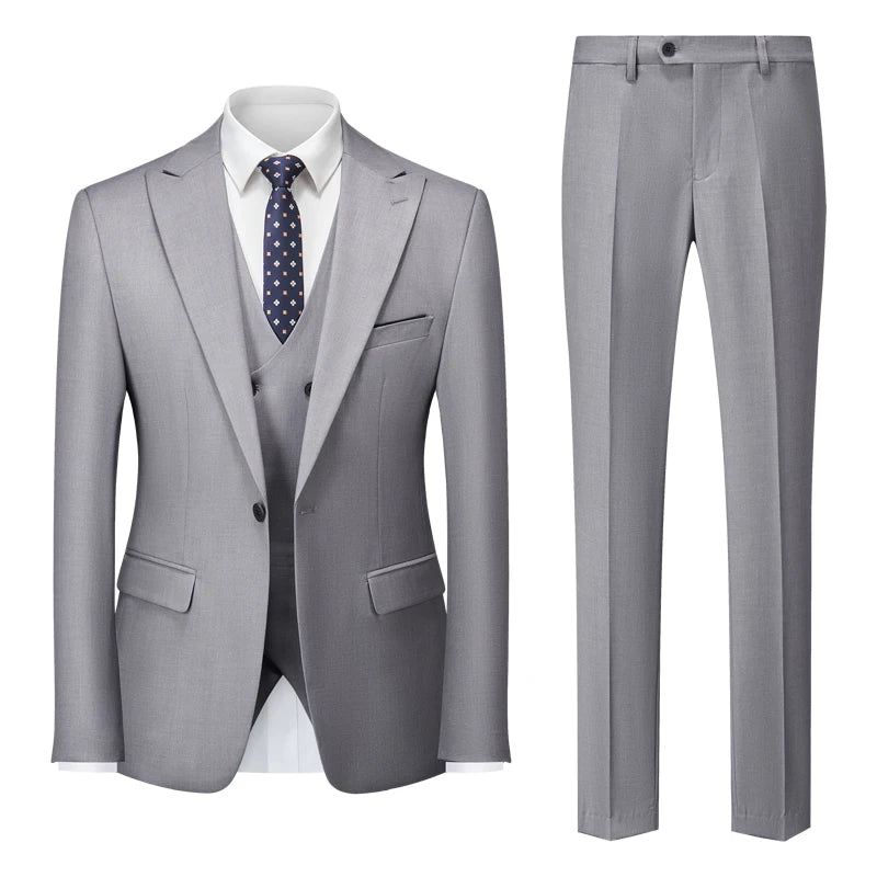 Herre Formell Business Office Dress Grooms Brudekjole Fest Blazer Midje Frakk Bukser - Svart