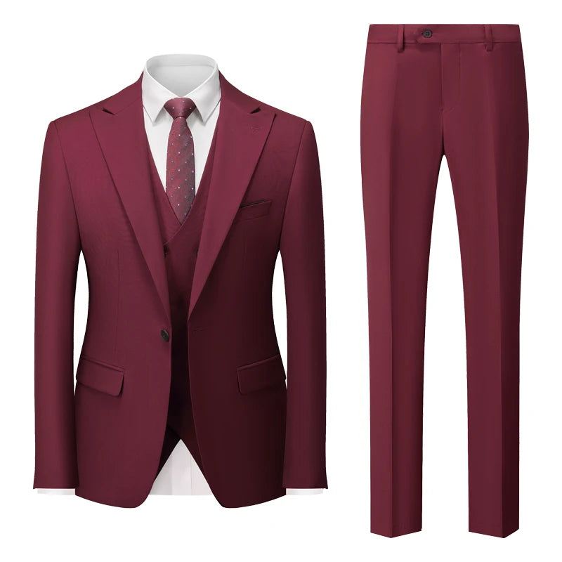 Herre Formell Business Office Dress Grooms Brudekjole Fest Blazer Midje Frakk Bukser - Svart