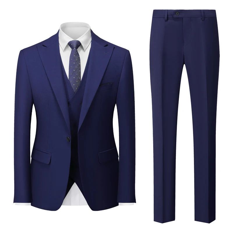 Herre Formell Business Office Dress Grooms Brudekjole Fest Blazer Midje Frakk Bukser - Svart