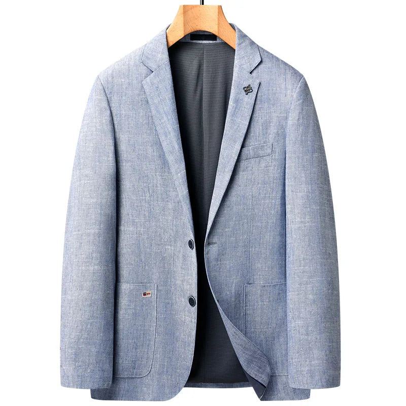 Lin Blazere Herre Løse Business Casual Suit Jakke Luksus Outdoor Coats Vårdresser For Menn - Blå