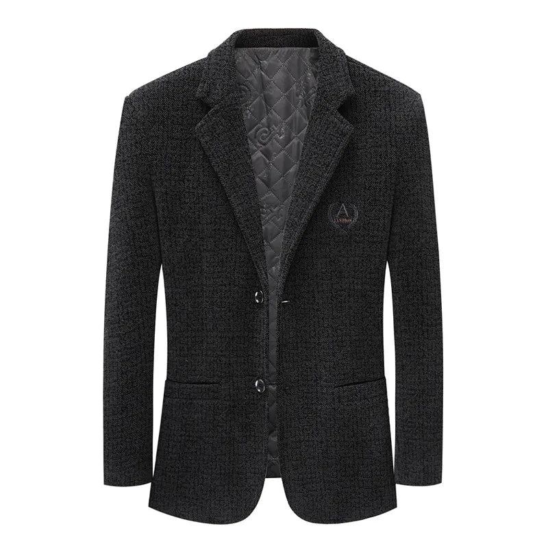 Menns Slim-fit Trend Bankett Kjekk Fritidsdress Tweed Dressjakke - Svart