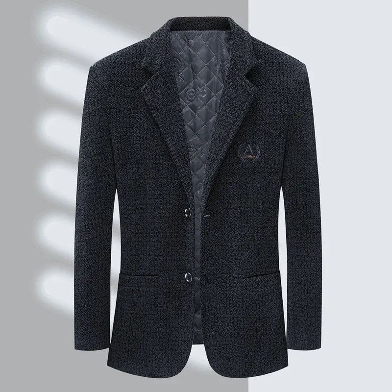 Menns Slim-fit Trend Bankett Kjekk Fritidsdress Tweed Dressjakke - Svart