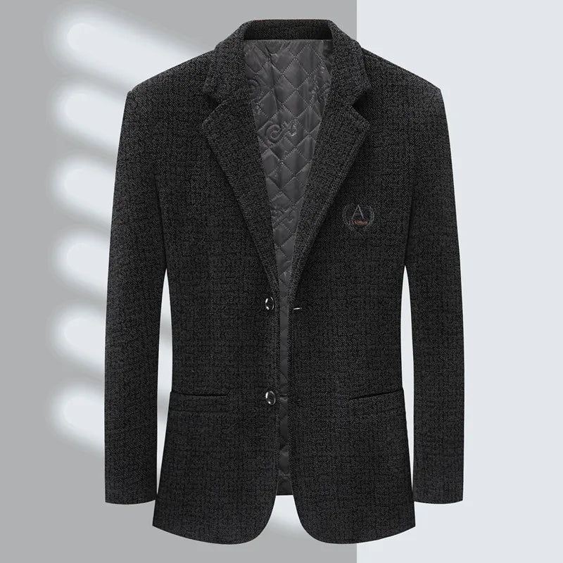 Menns Slim-fit Trend Bankett Kjekk Fritidsdress Tweed Dressjakke - Svart