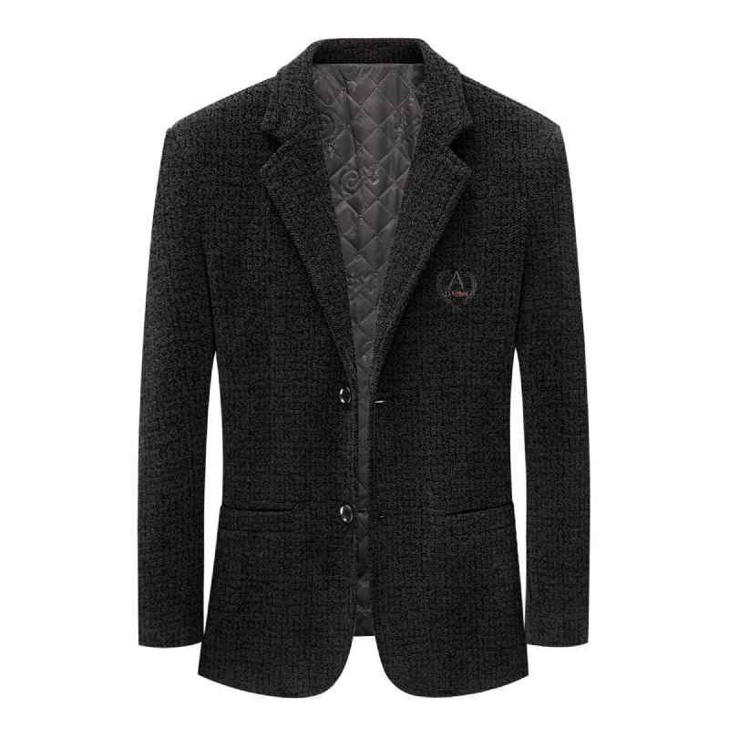 Menns Slim-fit Trend Bankett Kjekk Fritidsdress Tweed Dressjakke - Svart