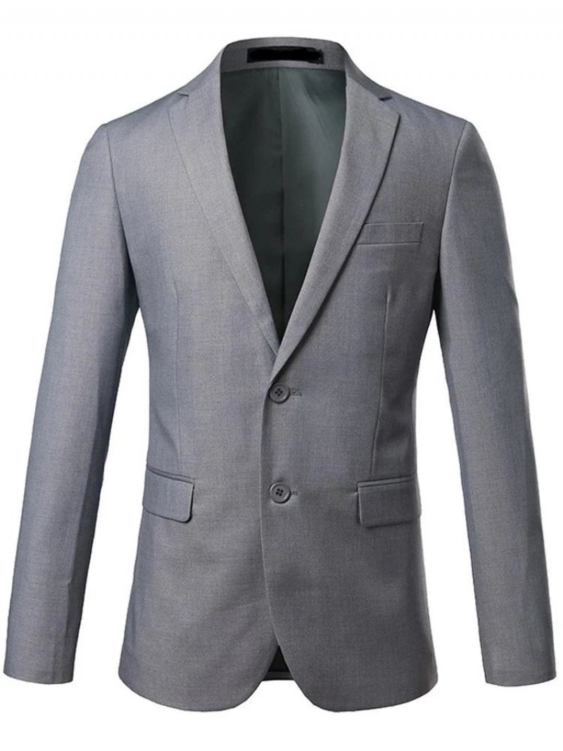 Menns Smart Casual Blazer Formell Business Brudgommen Brudekjole Vis Sosiale Topper Dressjakke - Grå