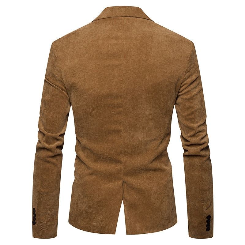 Ny Casual Blazer Corduroy Patchwork Herre Business One Button Slim Fit Herredresser Jakkeblazere - Khaki