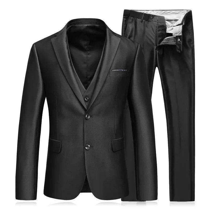 Slim Fit Drakter Herre Hakk Lapel Business Bryllup Brudgommen Fritid Tuxedo Siste Frakkbuksedesign - Svart